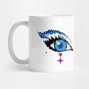 Beautiful Blue Eyes, Pixel Art. Mug